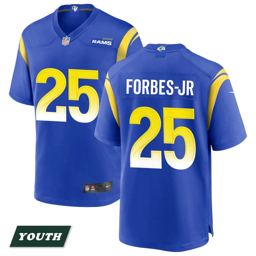 Youth Los Angeles Rams Royal #25 Emmanuel Forbes Jr Game Jersey